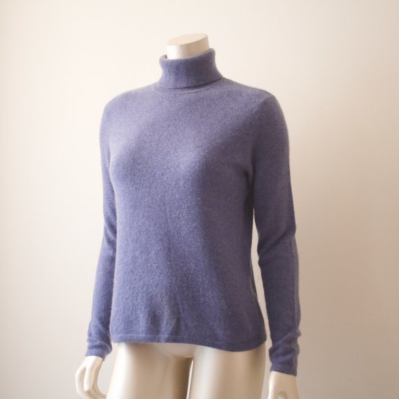 Charter Club 100% Cashmere Turtleneck Blue Soft Sweater Women Vintage 90s - S - Picture 1 of 4